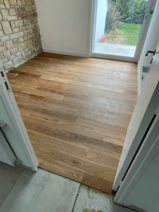 Pose de parquet contrecollé en chêne